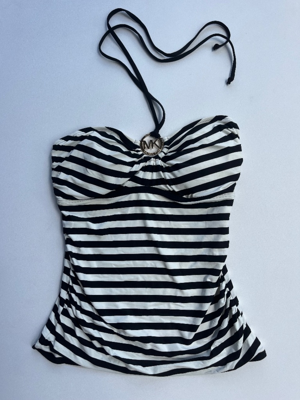 Michael Kors black and white stripe tankini1 pc swimsuit top size M